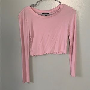 Pink long sleeve crop top
